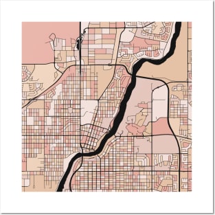 Saskatoon Map Pattern in Soft Pink Pastels Posters and Art